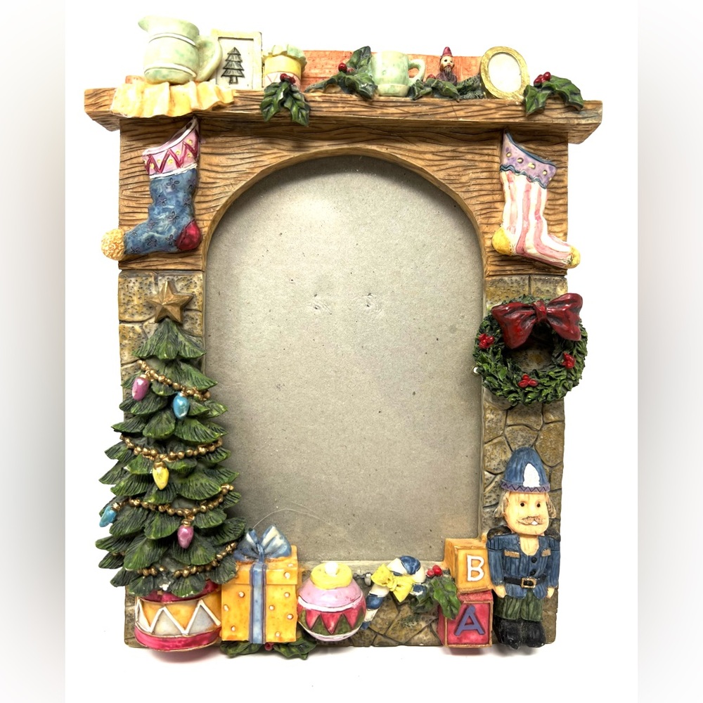 Primitive Christmas Picture Frame Style Vertical  Fireplace Country Family Frame